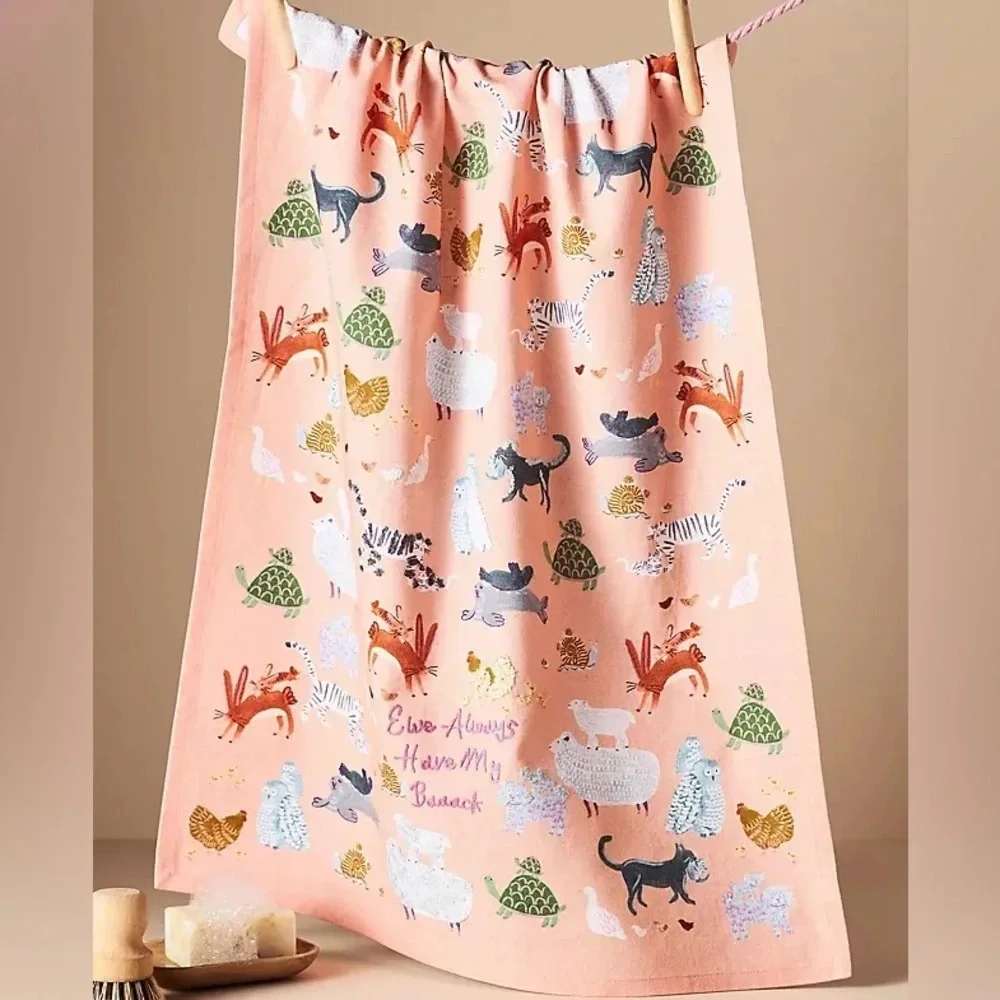Anthropologie embroidered tea towel dish decor Ewe Always Have My Back animals